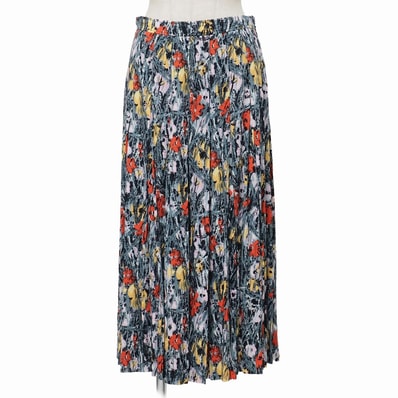PRADA プラダ スカート サイズ40S フラワープリント プリーツスカート イタリア製 ブランド古着【中古】20260629/RA9940