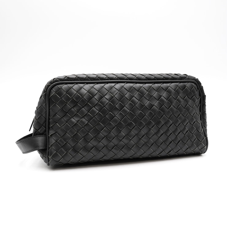BOTTEGA VENETA(ボッテガ・ヴェネタ)イントレチャート ヴィンテージ セカンドバッグ クラッチバッグ ブラック レザー メンズ【中古】