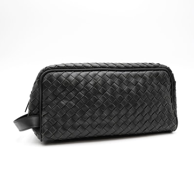 BOTTEGA VENETA(ボッテガ・ヴェネタ)イントレチャート ヴィンテージ セカンドバッグ クラッチバッグ ブラック レザー メンズ【中古】