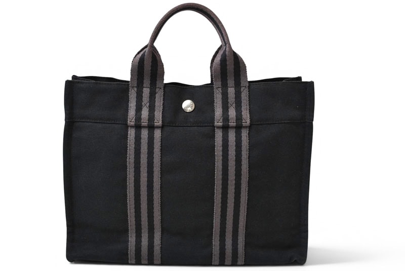 エルメス トートバッグ HERMES フールトゥ トートPM ハンドバッグ キャンバス ブラック/グレー【中古】