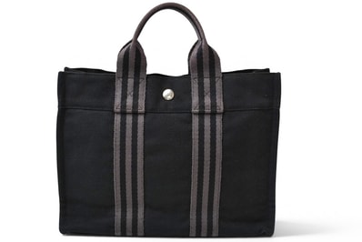 エルメス トートバッグ HERMES フールトゥ トートPM ハンドバッグ キャンバス ブラック/グレー【中古】