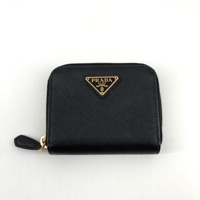 PRADA(プラダ) サフィアーノ レザー 三角ロゴプレート 2MM003 コインケース ブラック