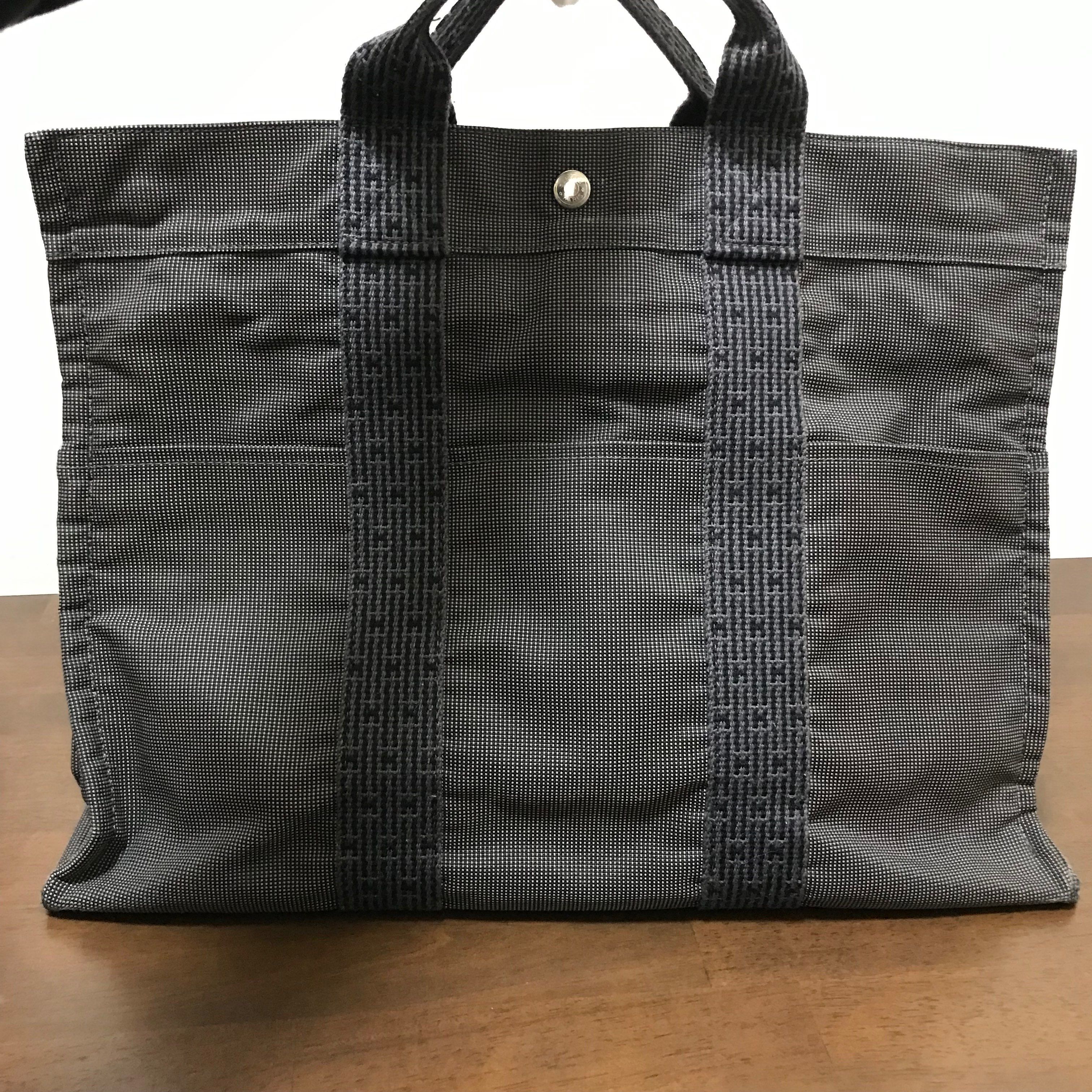 HERMES Her Line Canvas Tote Bag "Gray"
