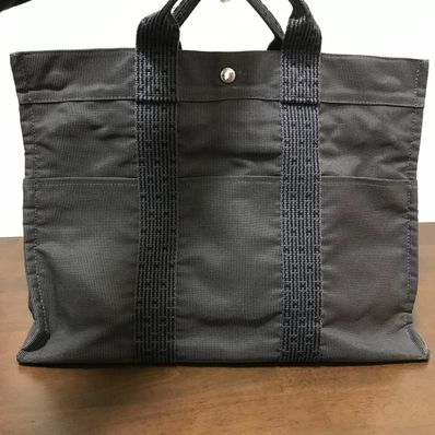 HERMES Her Line Canvas Tote Bag "Gray"