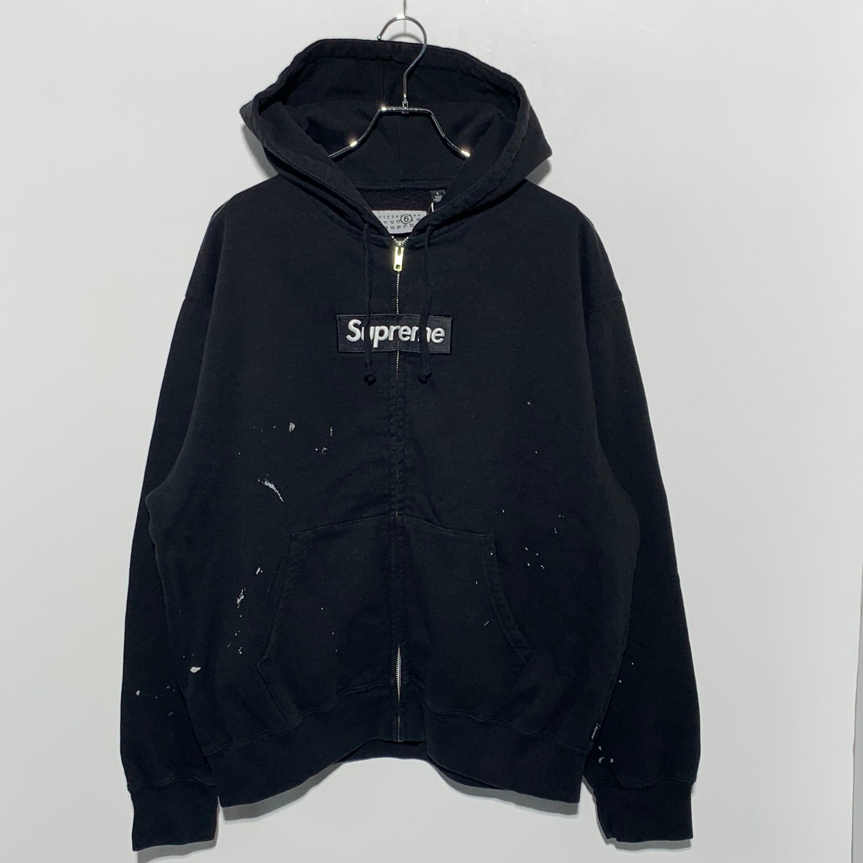 Supreme x MM6 Maison Margiela Box Logo Zip Up Hooded Sweatshirt "Black"