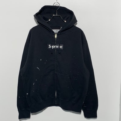 Supreme x MM6 Maison Margiela Box Logo Zip Up Hooded Sweatshirt "Black"