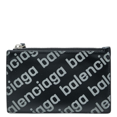 バレンシアガ ロゴライン モチーフ コインケース 小銭入れ カードケース 640535 ブラック レザー レディース BALENCIAGA 中古