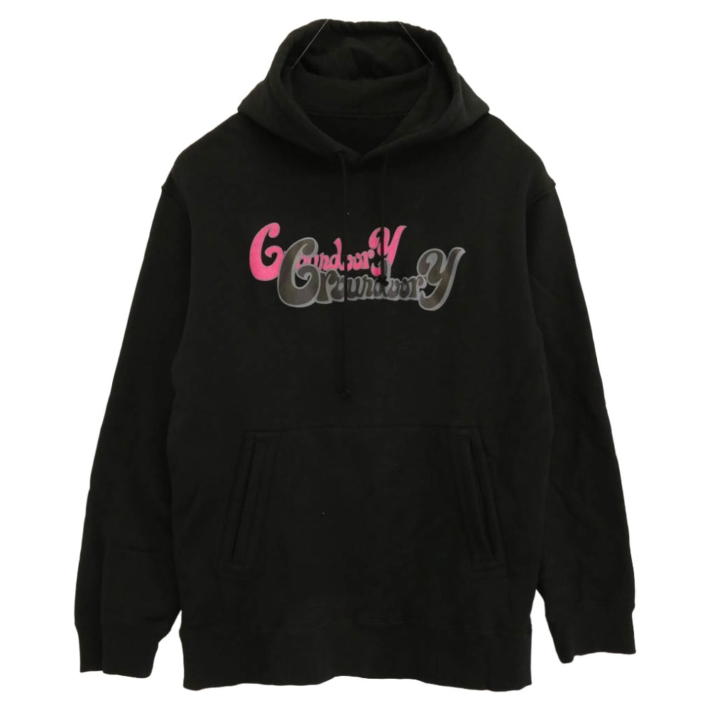 Yohji Yamamoto ヨウジヤマモト パーカー GroundY グラウンドワイ GJ-T52-071 LOGO FLEECE LINING HOODIE ロゴプルオーバーパーカー ブラック系 3【美品】【中古】
