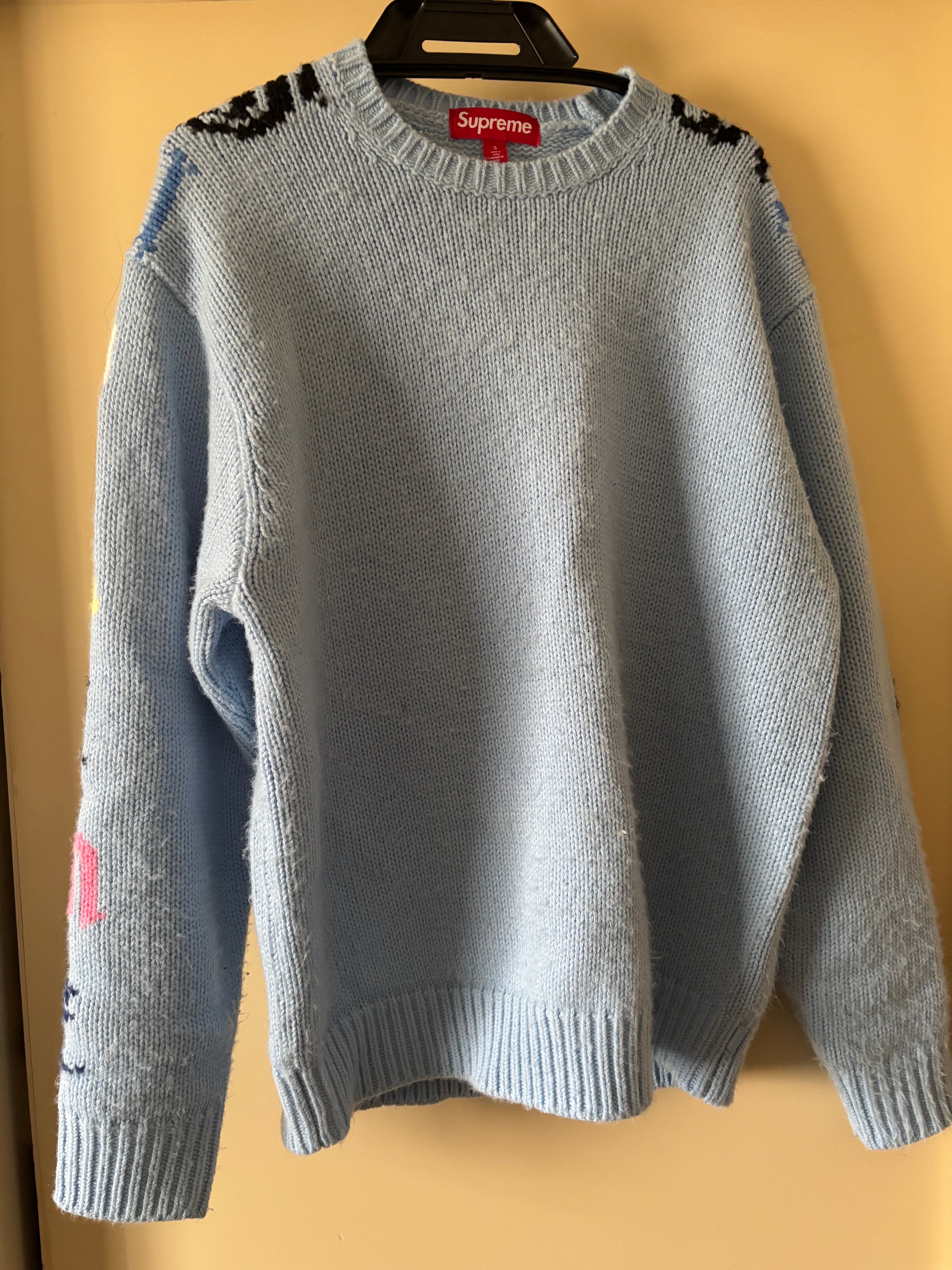 Supreme Old English Sleeves Sweater "Light Blue"