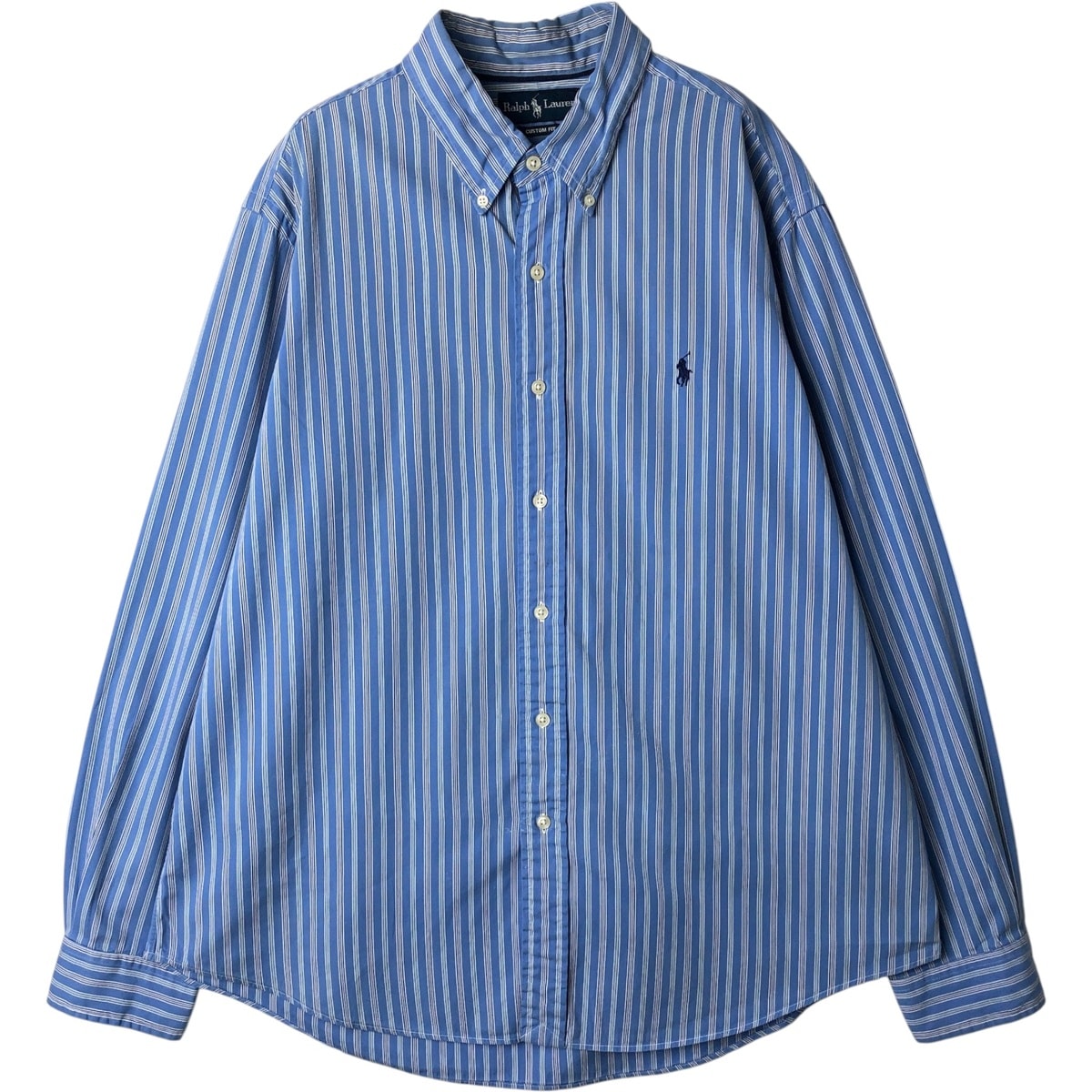 古着 ラルフローレン Ralph Lauren CUSTOM FIT マルチストライプ 長袖 ボタンダウンストライプシャツ メンズXL相当/eaa649942