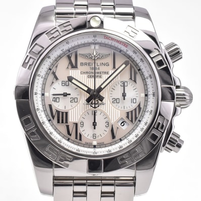 ブライトリング BREITLING AB0110 クロノマット 44 クロノグラフ ホワイトシェル 自動巻き メンズ 美品 腕時計 I#147680