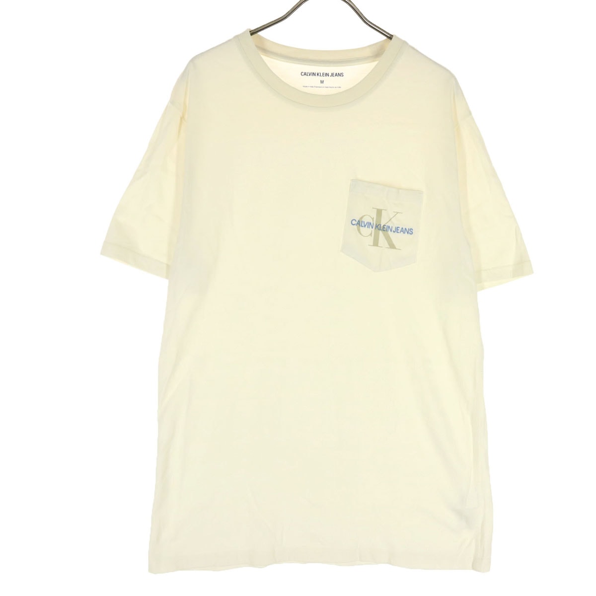 美品 Calvin klein Jeans カルバンクラインジーンズ 半袖 Tシャツ M アイボリー