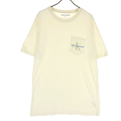 美品 Calvin klein Jeans カルバンクラインジーンズ 半袖 Tシャツ M アイボリー