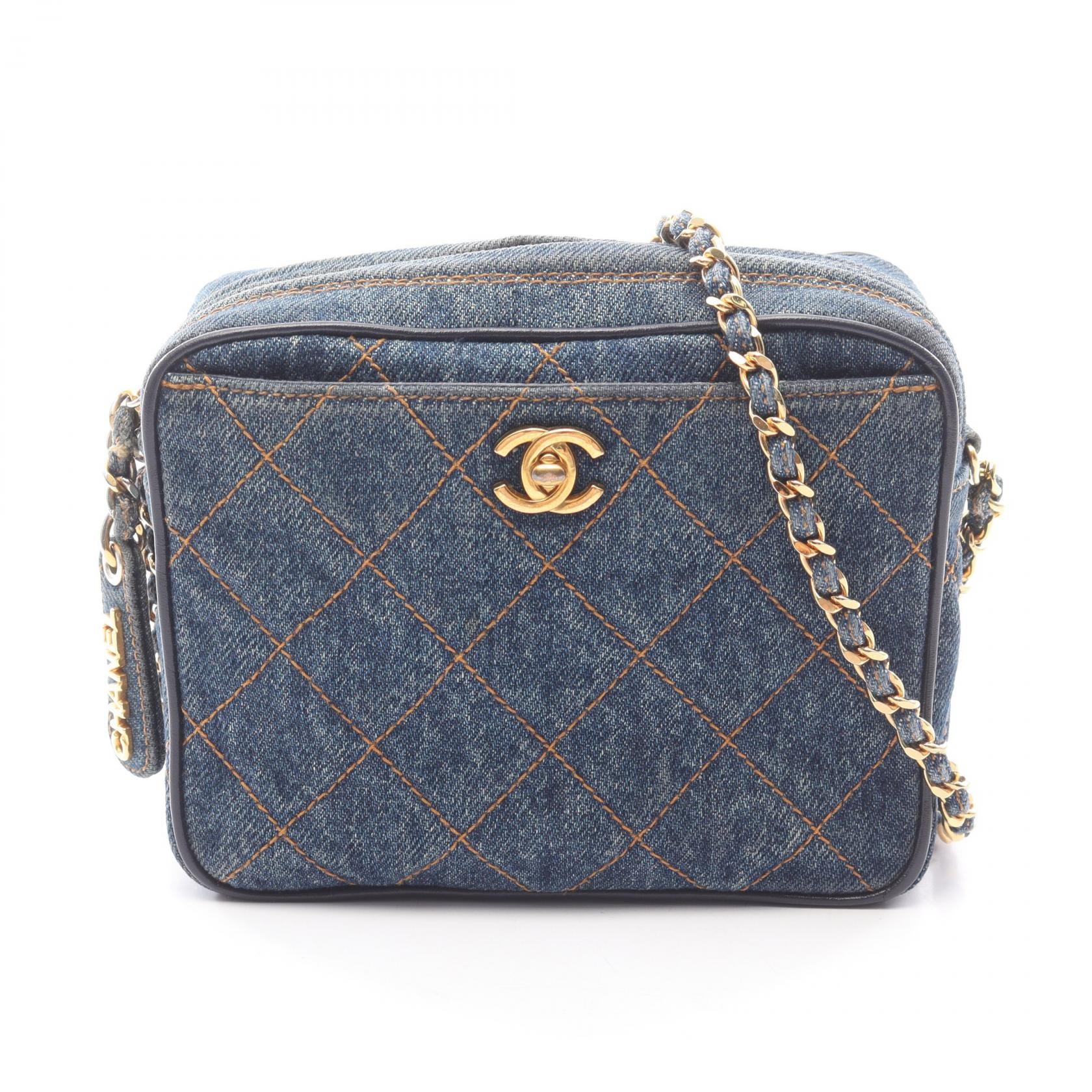 シャネル CHANEL マトラッセ ミニ ショルダーバッグ バッグ デニム レディース ネイビー系 【中古】