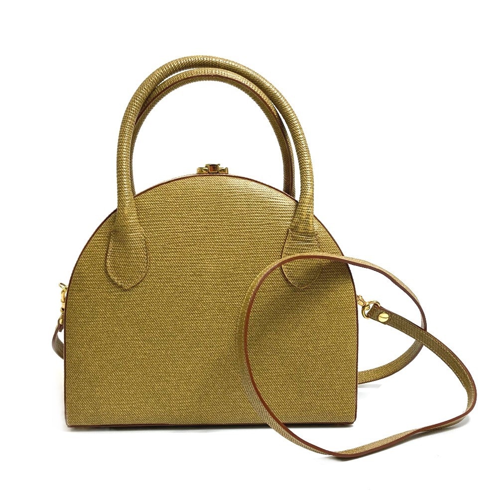 フェンディ FENDI 半円フォルム カバン 2WAY ショルダーバッグ ハンドバッグ レザー ベージュ系