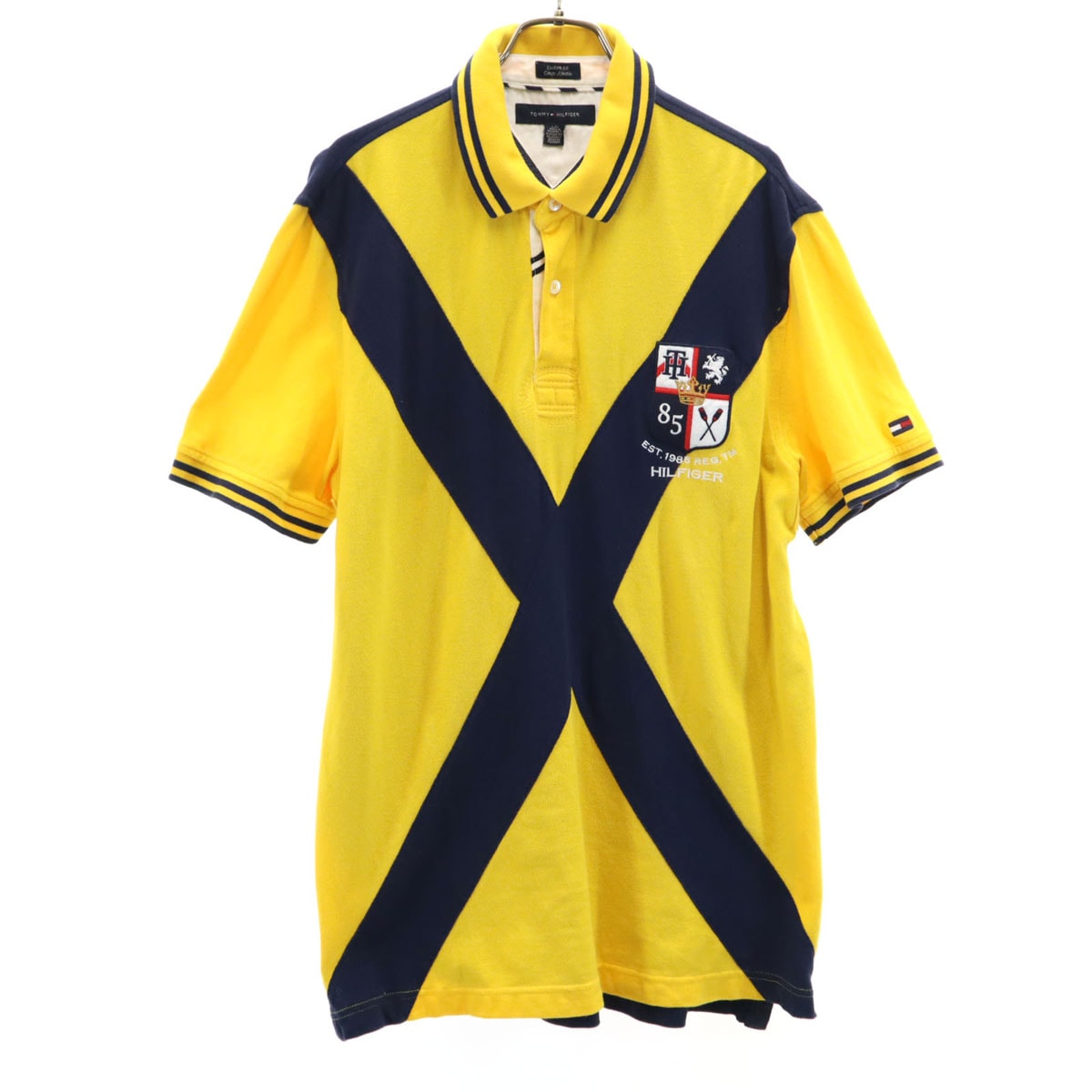 TOMMY HILFIGER トミーヒルフィガー 半袖 ポロシャツ L イエロー 鹿の子