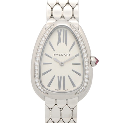ブルガリ BVLGARI セルペンティ セドゥットーリ ダイヤベゼル 腕時計 時計 ステンレススチール ダイヤモンド レディース シルバー系 103361 【中古】
