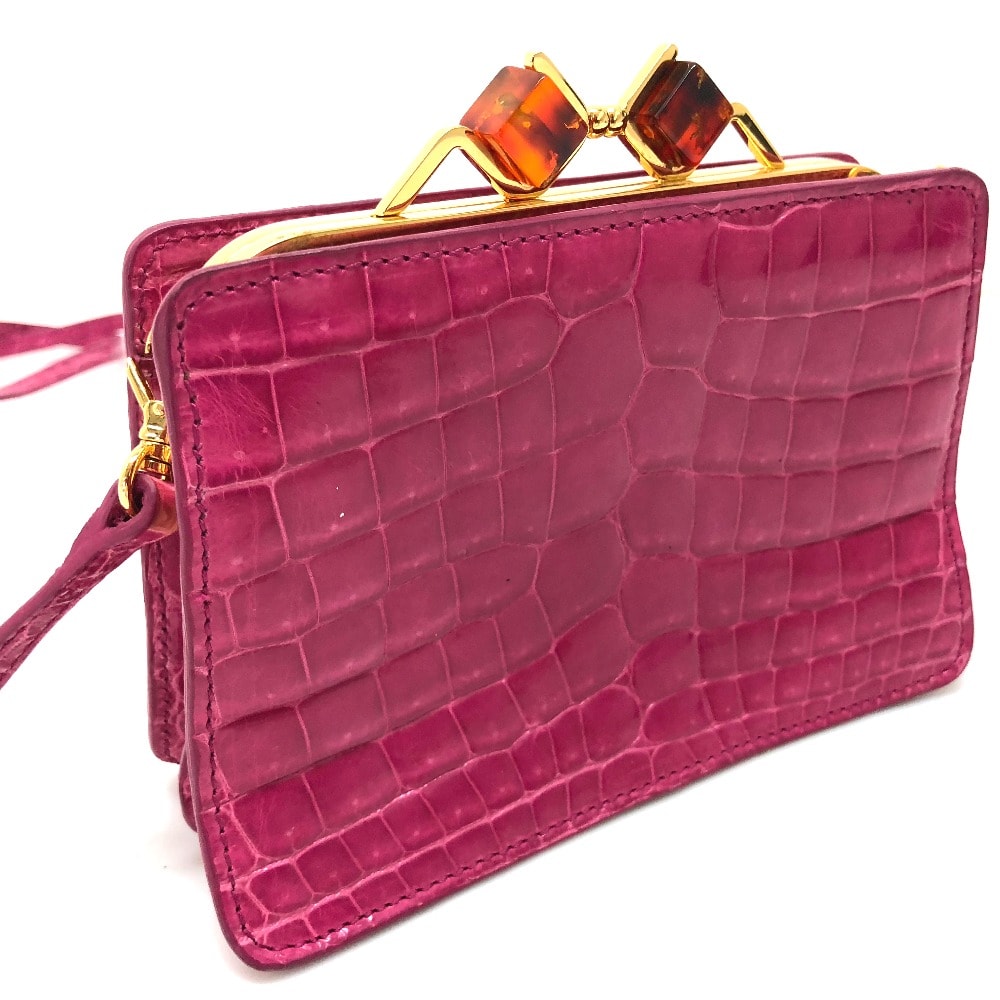 ミュウミュウ MIUMIU がま口  カバン ポシェット ショルダーバッグ レザー ピンク