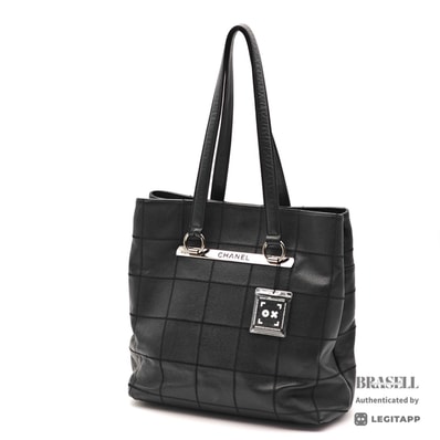 CHANEL シャネル チョコバー ステッチ チョコバー 10204591 トートバッグ Leather Black レディース