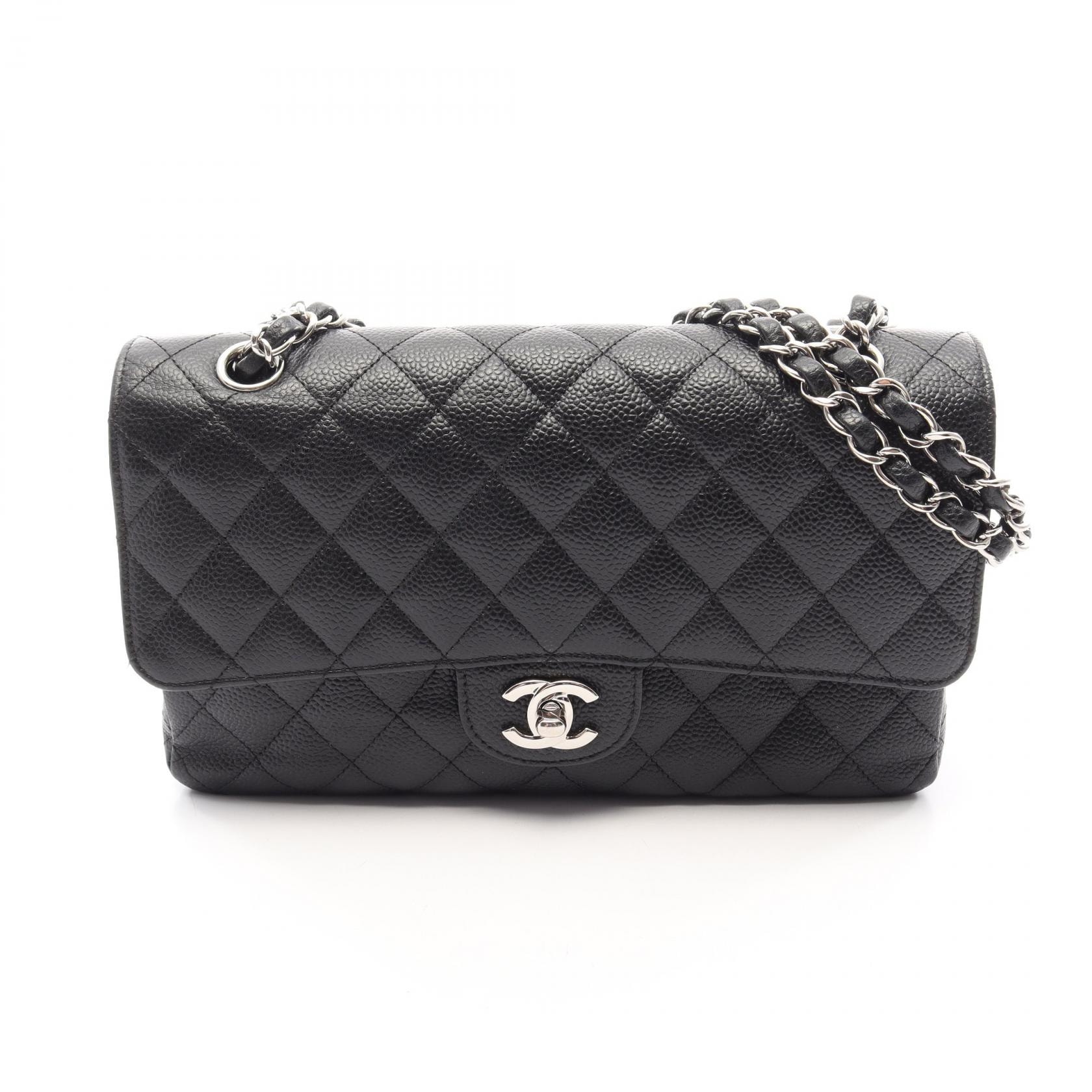 シャネル CHANEL マトラッセ Wフラップ ショルダーバッグ バッグ キャビアスキン(グレインドカーフ) レディース ブラック系 【中古】