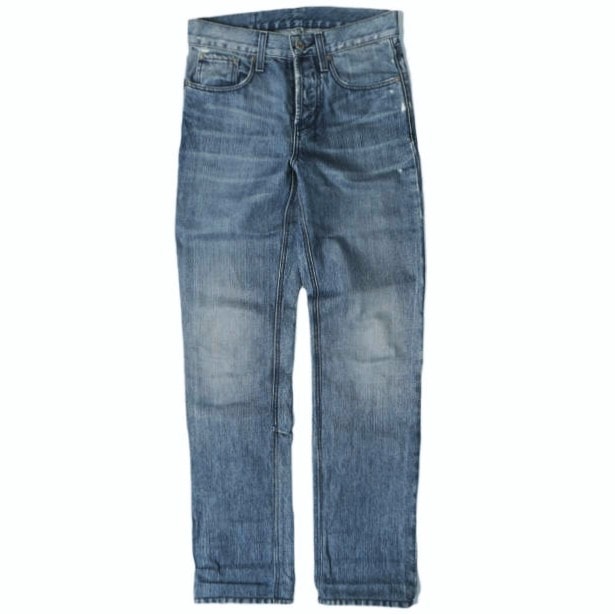 KSUBI スビ アメリカ製 DEE DEE ダメージ加工スリムストレートデニムパンツ 28 Vintage Indigo ボタンフライ ジーンズ TSUBI ボトムス g10348