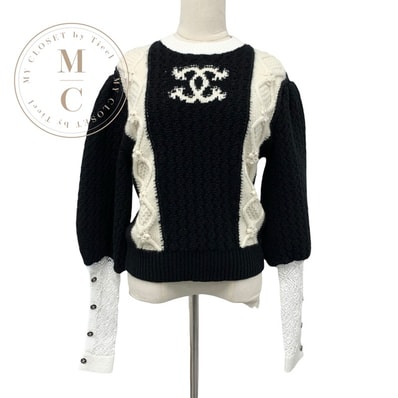 シャネル CHANEL トップス ウール ブラック ホワイト ココマーク ニット セーター
