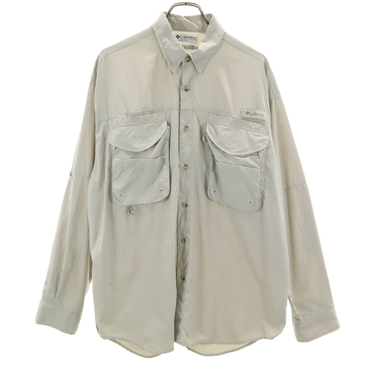 Columbia コロンビア ナイロン PFG 長袖 シャツ M グリーン系