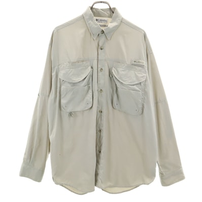 Columbia コロンビア ナイロン PFG 長袖 シャツ M グリーン系