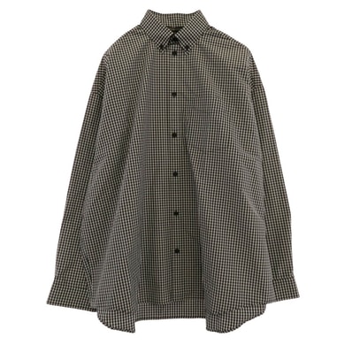 BALENCIAGA バレンシアガ 長袖シャツ 725377 TLM11 バックロゴ コットンポプリン 長袖 チェック シャツ ブラック系 2【極上美品】【中古】