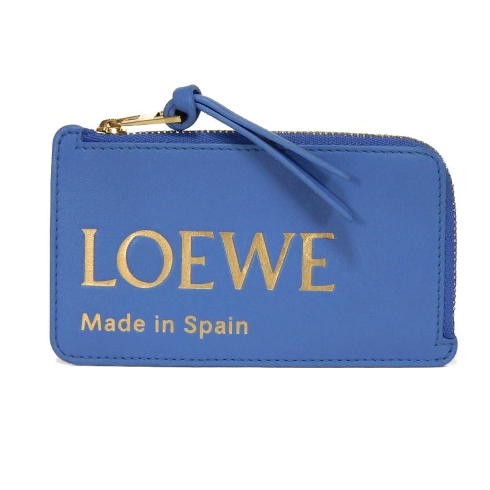 LOEWE ロエベ ミス コイン カードホルダー カードケース L字ファスナー 小銭入れ 財布 パスケース 名刺入れ ロゴ エンボス 箔押し シーサイドブルー コインケース CLE0Z40X01