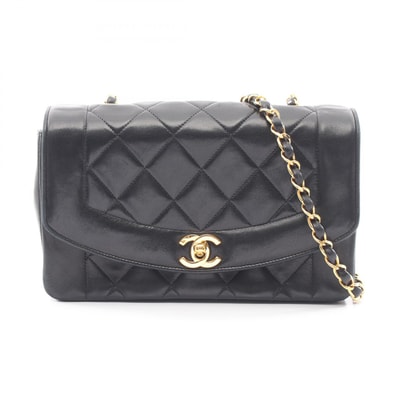 シャネル CHANEL マトラッセ ダイアナフラップ ショルダーバッグ バッグ ラムスキン(羊革) レディース ブラック系 A01164 【中古】