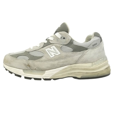 NEW BALANCE ニューバランス U992GY 【フェイクバスターズ鑑定済】USA製 992 Gray スエード メッシュ ローカット スニーカー グレー系 チャコール系 26.5cm【中古】