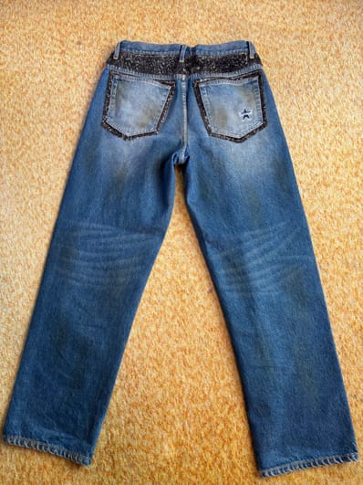 Supreme Leopard Faux Fur Loose Fit Jean "Washed Indigo"