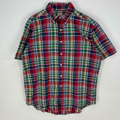 古着 ブルックスブラザーズ Brooks Brothers 半袖シャツ 胸ポケット 1818 マルチカラー L レッド系 チェック メンズ