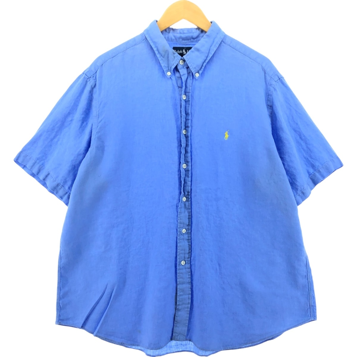 古着 ラルフローレン Ralph Lauren CLASSIC FIT クラシックフィット 半袖 リネン ボタンダウンシャツ メンズL相当/eaa560240
