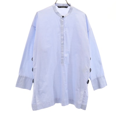 ZARA BASIC ザラベーシック 長袖 プルオーバー バンドカラーシャツ L ブルー
