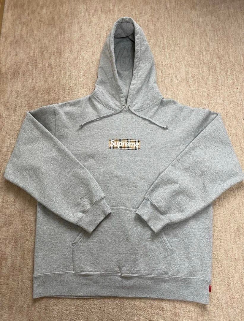 Supreme / Burberry Box Logo Hooded Sweatshirt "Heather Grey"