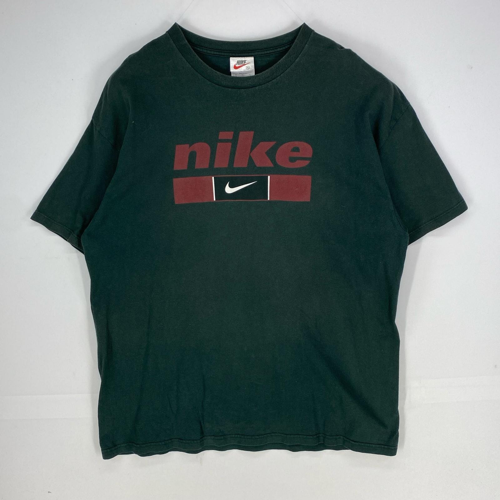 古着 90's/90年代 ナイキ NIKE USA製 半袖Tシャツ クルーネック スポーツ ショートスリーブ XL  グリーン系 プリント メンズ
