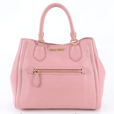■美品 ミュウミュウ マドラスハンドバッグ レザー