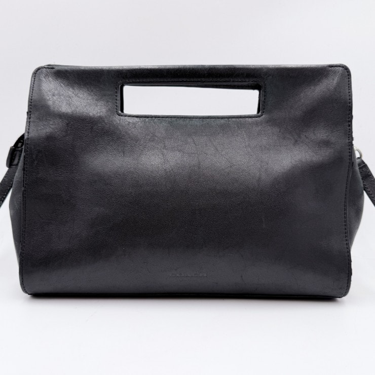 COACH(コーチ)レザー 2WAYハンドバッグ/ショルダーバッグ ブラック レザー レディース 取り外しショルダーストラップ付き
