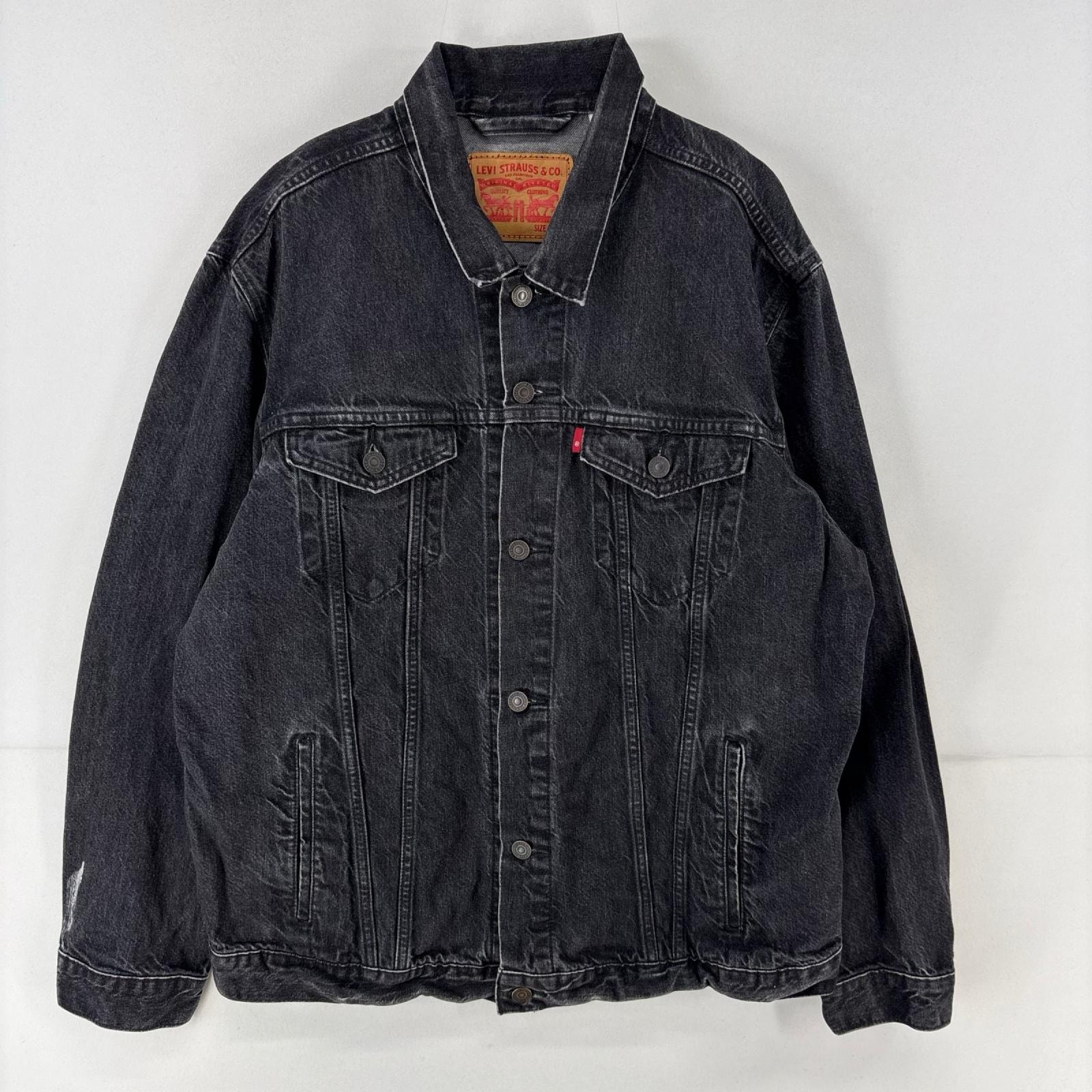 古着 リーバイス Levi's デニム ジャケット 胸ポケット トラッカージャケット ブラックデニム ジージャン 2XL ブラック メンズ