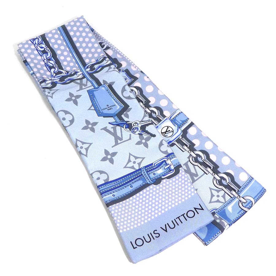 ルイ ヴィトン LOUIS VUITTON スカーフ バンドー シルク ブルー系 レディース【中古】 56949k