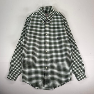 古着 ブルックスブラザーズ Brooks Brothers 長袖シャツ ワンポイント S グリーン系 チェック メンズ