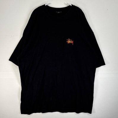 古着 ステューシー STUSSY 半袖Tシャツ 8ボール ファイヤーパターン クルーネック 大きいサイズ 14041 ブラック 両面プリント メンズ