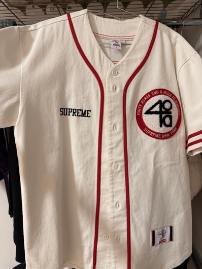 Supreme x 40 Acres Twill Baseball Jersey "Natural"