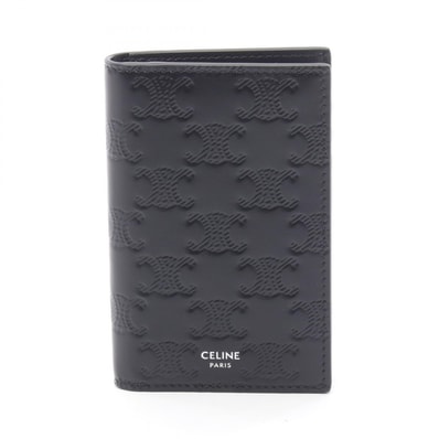 セリーヌ CELINE バーティカルカードホルダー トリオンフ カードケース アクセサリー レザー メンズ ブラック系 10K873FQC38SI 【新品】