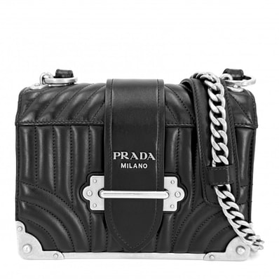 PRADA プラダ ショルダーバッグ カイエ ダイアグラム 肩掛け 斜め掛け ナイロン ブラック 黒 シルバー金具 レディース【中古品】