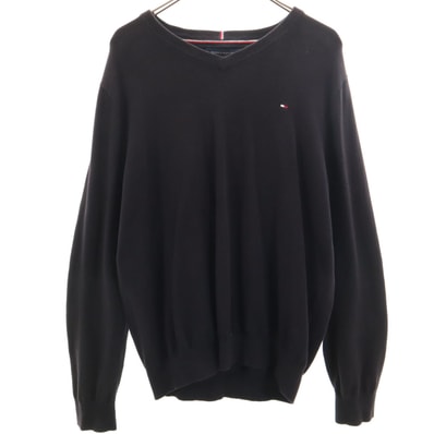TOMMY HILFIGER トミーヒルフィガー 長袖 ニット L ブラック セーター