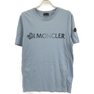 モンクレール ライトブルー 22年 ロゴ 半袖Tシャツ M