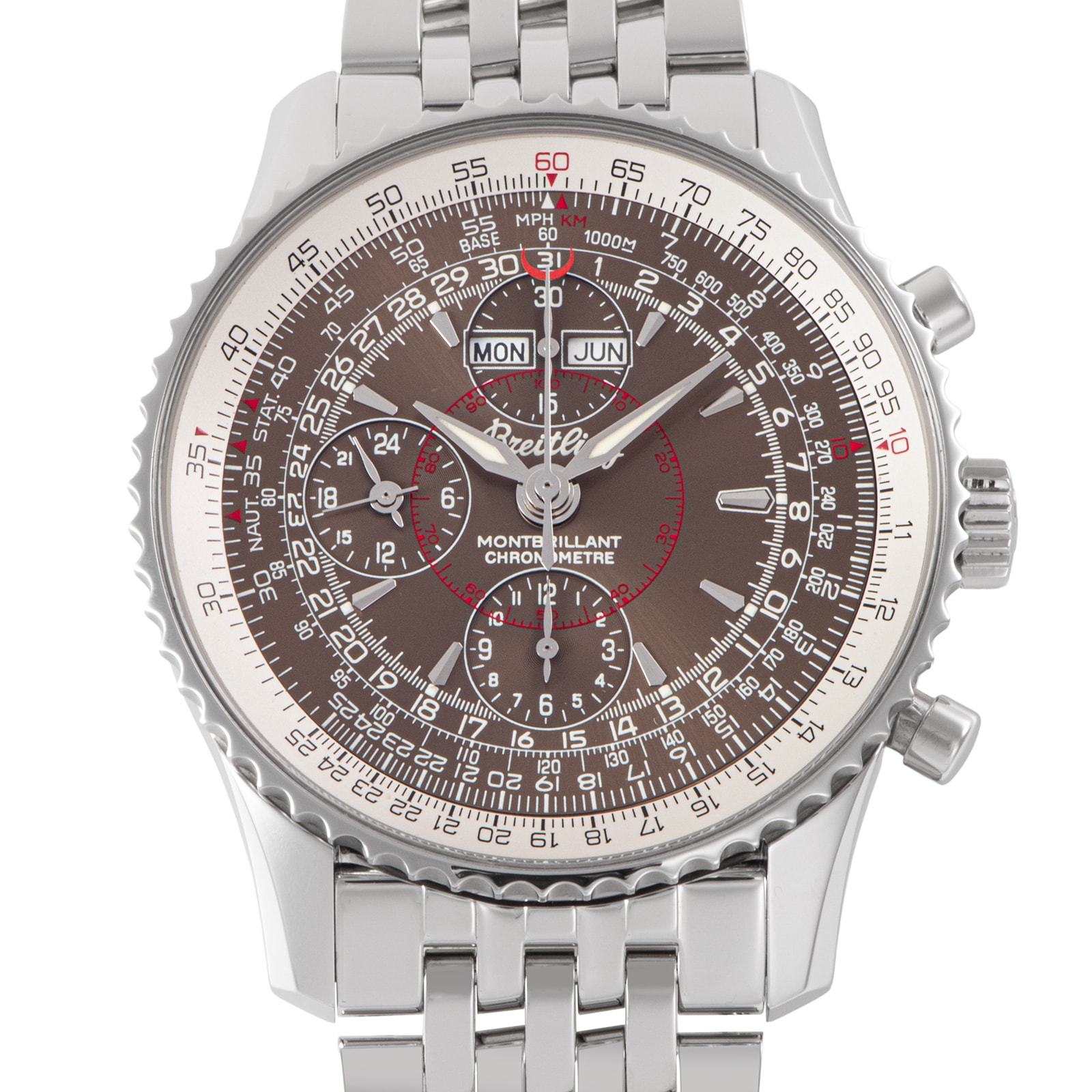 BREITLING ブライトリング ナビタイマー モンブリラン ダトラ A213Q09WBD A21330 トリプルカレンダー ステンレススチール【中古】